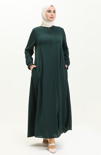 Abaya Avec Poche Mevlana 0694-02 Vert Emeraude 0694-02