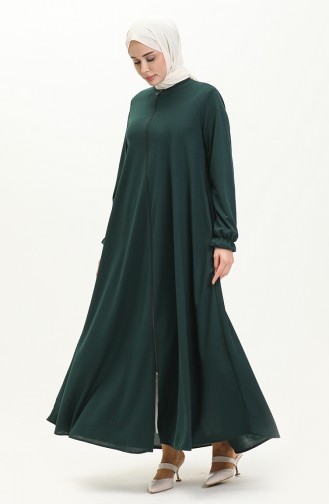 Abaya Avec Poche Mevlana 0694-02 Vert Emeraude 0694-02