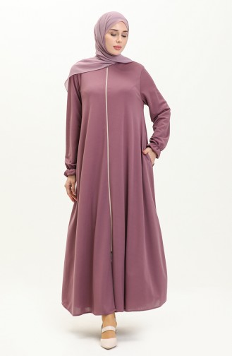 Abaya Avec Poche Mevlana 0694-04 Rose Pâle 0694-04