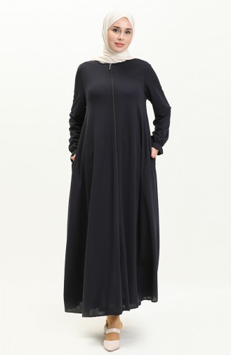 Abaya Avec Poche Mevlana 0694-05 Bleu Marine 0694-05