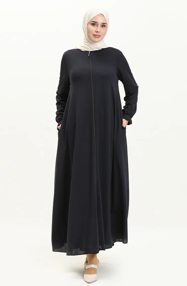 Mevlana Pocketed Abaya 0694-05 Navy Blue 0694-05
