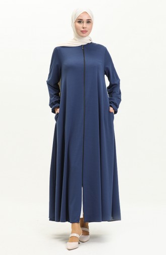 Mevlana Pocketed Abaya 0694-07 Indigo 0694-07