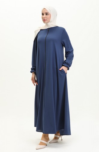 Mevlana Abaya mit Tasche 0694-07 İndigo 0694-07