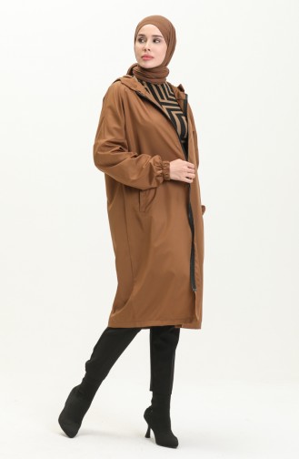 Hooded Zippered Cape 0211-02 Brown 0211-02