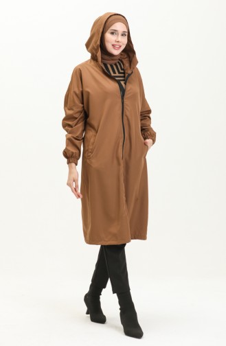 Hooded Zippered Cape 0211-02 Brown 0211-02