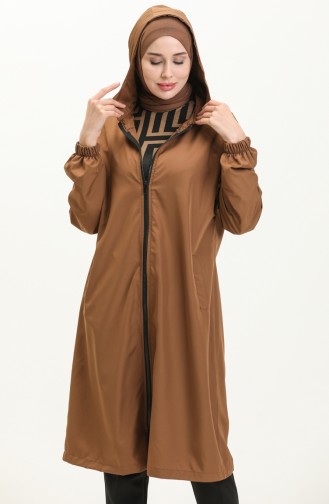 Hooded Zippered Cape 0211-02 Brown 0211-02