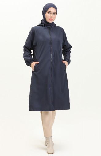 Hooded Zippered Cape 0211-03 Dark Blue 0211-03