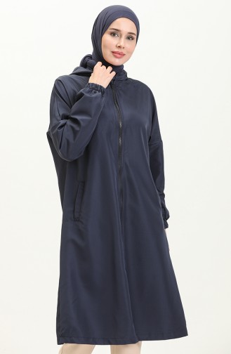 Hooded Zippered Cape 0211-03 Dark Blue 0211-03