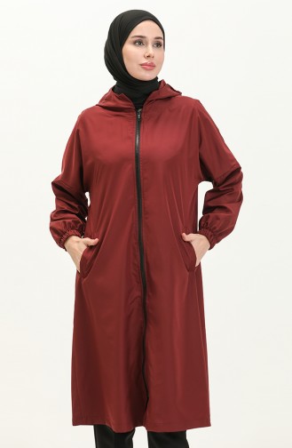 Hooded Zippered Cape 0211-07 Claret Red 0211-07