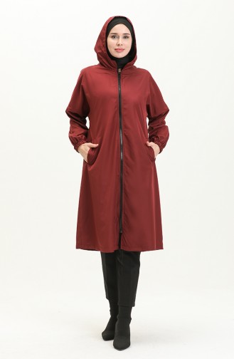 Hooded Zippered Cape 0211-07 Claret Red 0211-07