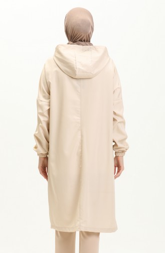 Hooded Zippered Cape 0211-08 Beige 0211-08