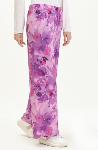 Printed wide Leg Pants 8603-01 Light Purple 8603-01