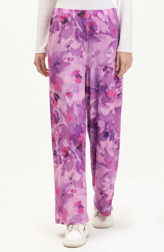 Printed wide Leg Pants 8603-01 Light Purple 8603-01