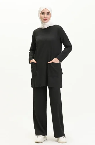 Crepe Fabric Two Piece Suit 23233-02 Black 23233-02