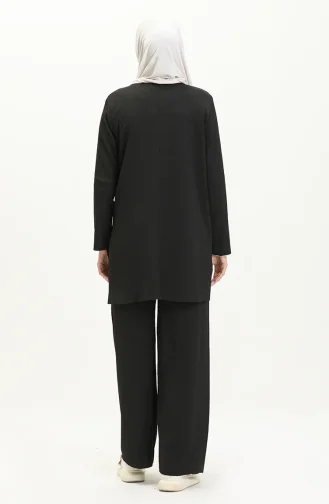 Crepe Fabric Two Piece Suit 23233-02 Black 23233-02