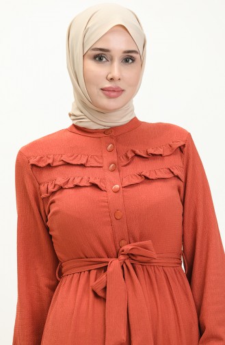 Brick Red Hijab Dress 11m08-02