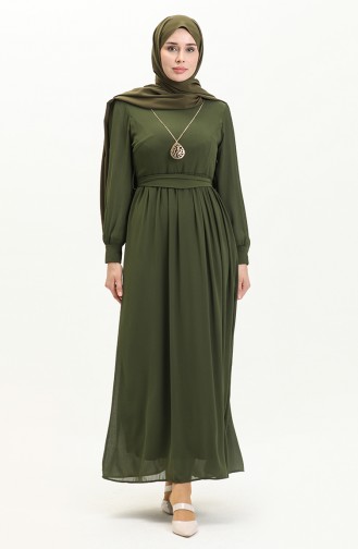 Chiffonkleid mit Halskette 3687-11 Khaki 3687-11