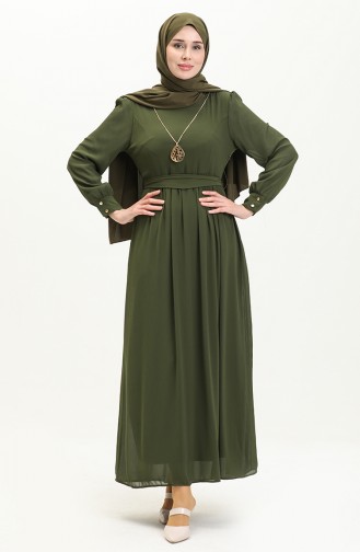 Khaki İslamitische Jurk 3687-11