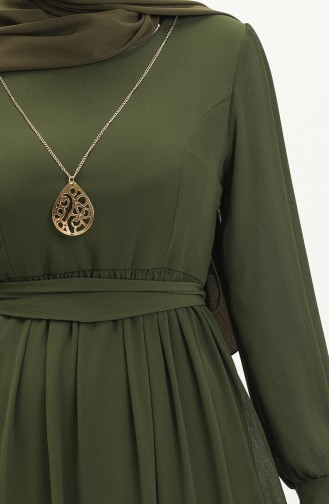 Chiffonkleid mit Halskette 3687-11 Khaki 3687-11