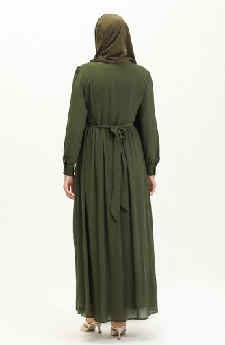 Chiffonkleid mit Halskette 3687-11 Khaki 3687-11