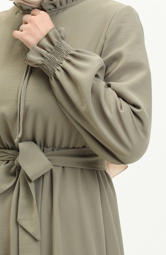 Aerobin Fabric Pleated Belted Dress 40155-05 Khaki 40155-05