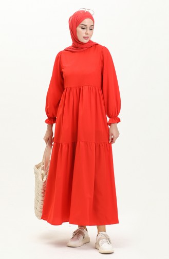 Gerafftes Kleid 24Y8881-04 Rot 24Y8881-04