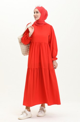Gerafftes Kleid 24Y8881-04 Rot 24Y8881-04