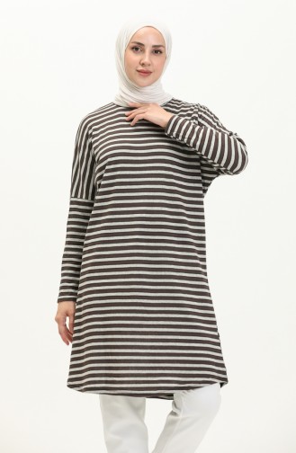 Striped Bat Sleeve Tunic 8600-01 Brown 8600-01