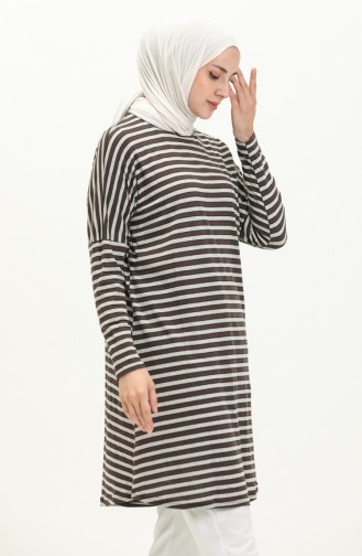 Striped Bat Sleeve Tunic 8600-01 Brown 8600-01