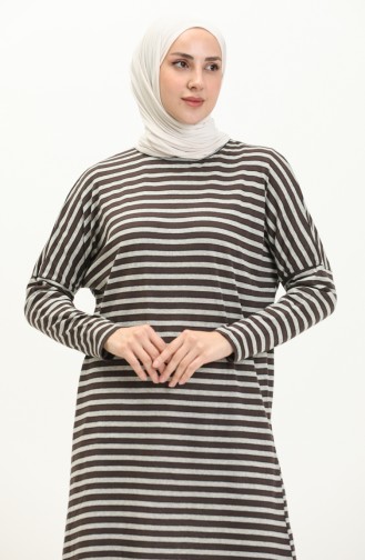 Striped Bat Sleeve Tunic 8600-01 Brown 8600-01