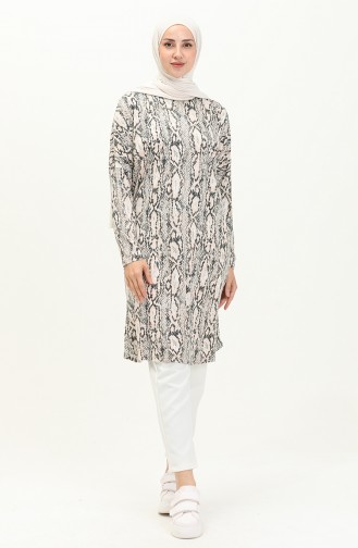 Printed Bat Sleeve Tunic 8605-01 Navy Blue 8605-01