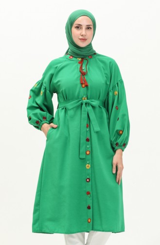 Lange Tunika mit Stickerei 24Y8898-03 Grün 24Y8898-03