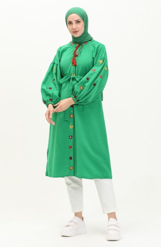Lange Tunika mit Stickerei 24Y8898-03 Grün 24Y8898-03