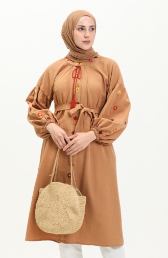 Lange Tunika mit Stickerei 24Y8898-04 Senf 24Y8898-04