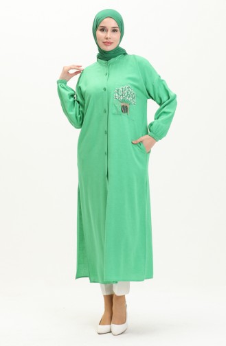 Linen Embroidered Long Tunic 24Y8971-01 Green 24Y8971-01