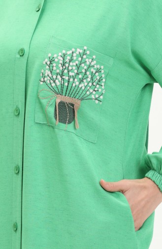 Linen Embroidered Long Tunic 24Y8971-01 Green 24Y8971-01