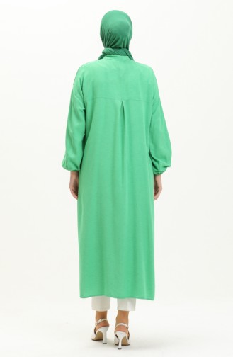Linen Embroidered Long Tunic 24Y8971-01 Green 24Y8971-01