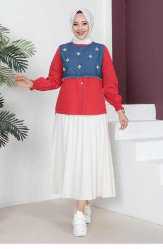 Red Overhemdblouse 14540