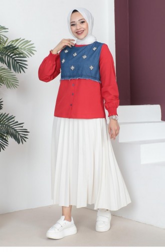 Red Overhemdblouse 14540