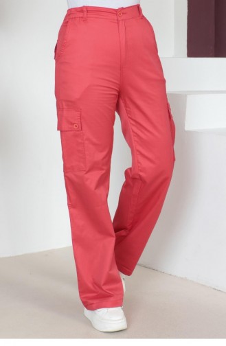 Beli Lastikli Bol Paça Pantolon Kırmızı 6071