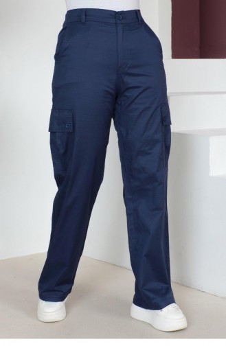 Beli Lastikli Bol Paça Pantolon Saks 6071