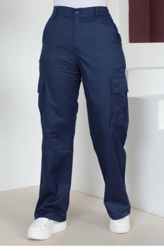 Beli Lastikli Bol Paça Pantolon Saks 6071