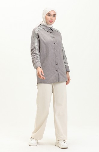 Bat Sleeve Linen Shirt 4036-02 Gray 4036-02