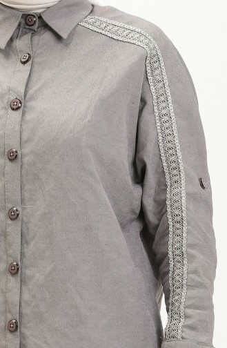 Bat Sleeve Linen Shirt 4036-02 Gray 4036-02