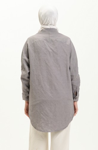 Bat Sleeve Linen Shirt 4036-02 Gray 4036-02