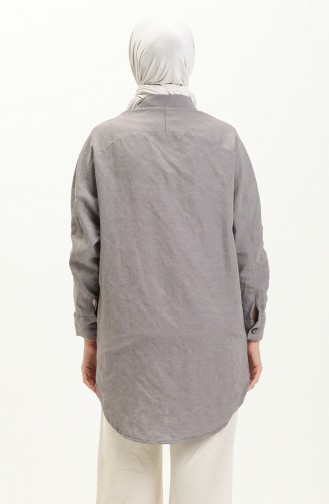 Chemise en Lin à Manches Chauve-souris 4036-02 Gris 4036-02