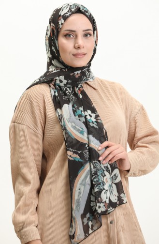 Aymina Silk Chiffon Shawl 8012-07 Black Gray 8012-07