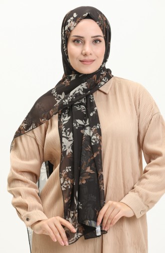 Aymina Silk Chiffon Shawl 8012-10 Black Tan 8012-10