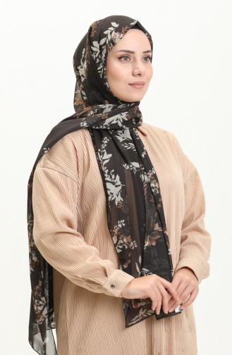 Aymina Silk Chiffon Shawl 8012-10 Black Tan 8012-10