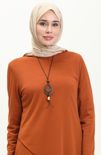 Kolyeli Tunik Pantolon İkili Takım 0704-06 Taba